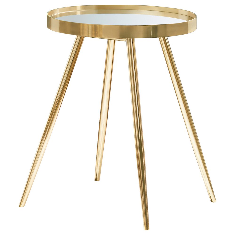 Kaelyn 4-piece Round Coffee and End Table Set Gold. Picture 3