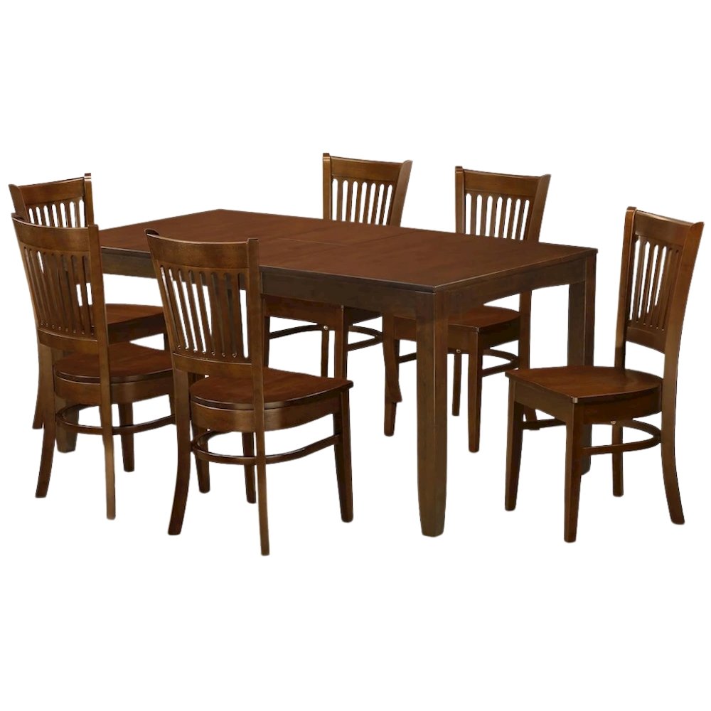 Espresso Kitchen Table and Chairs Set, 7 Pc Dining Table Set for 6. Picture 1