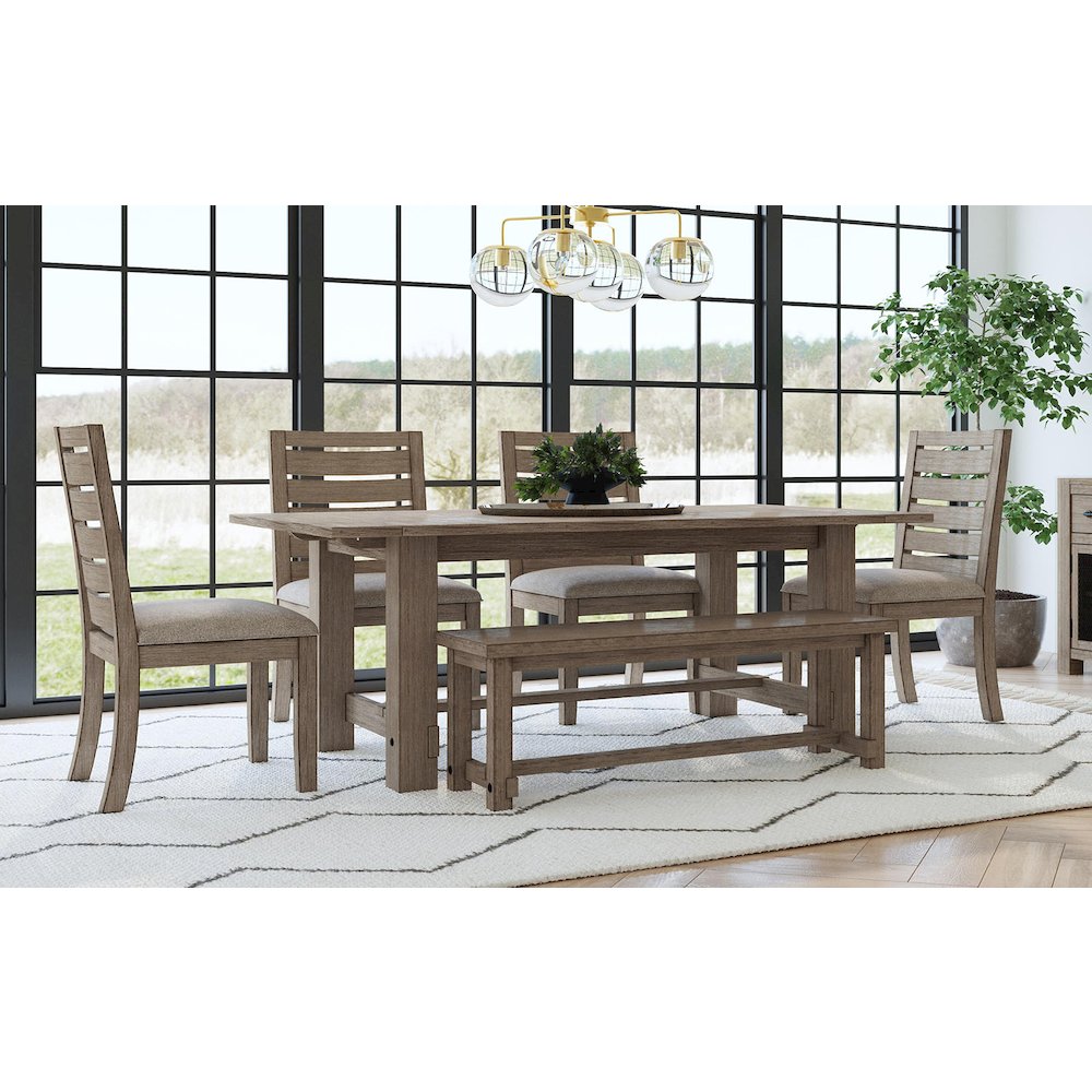 Anacortes 74" - 106" Trestle Table with (2) 16" Leaves, Dark Taupe. Picture 5