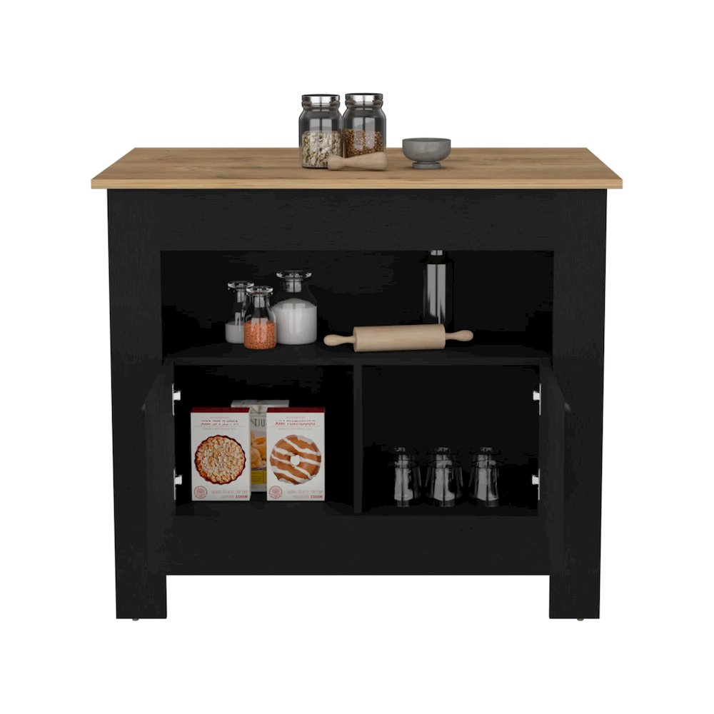 Arlet Kitchen Island Black/Macadamia MDF. Picture 2
