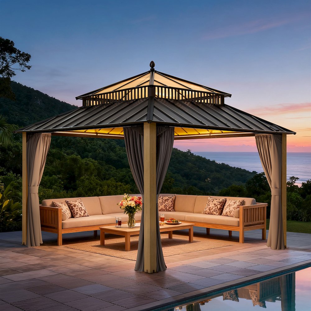 12 ft. x 12 ft. Kingston Extra-Tall, Wide Hardtop Wood Gazebo. Picture 6