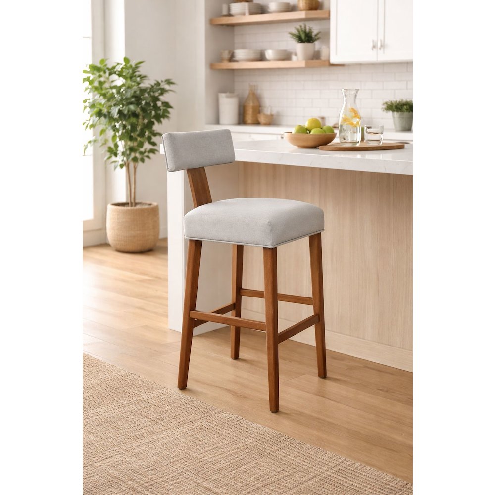 Thalia T-Back Bar Stool with Fully Upholstered Cushion. Picture 2