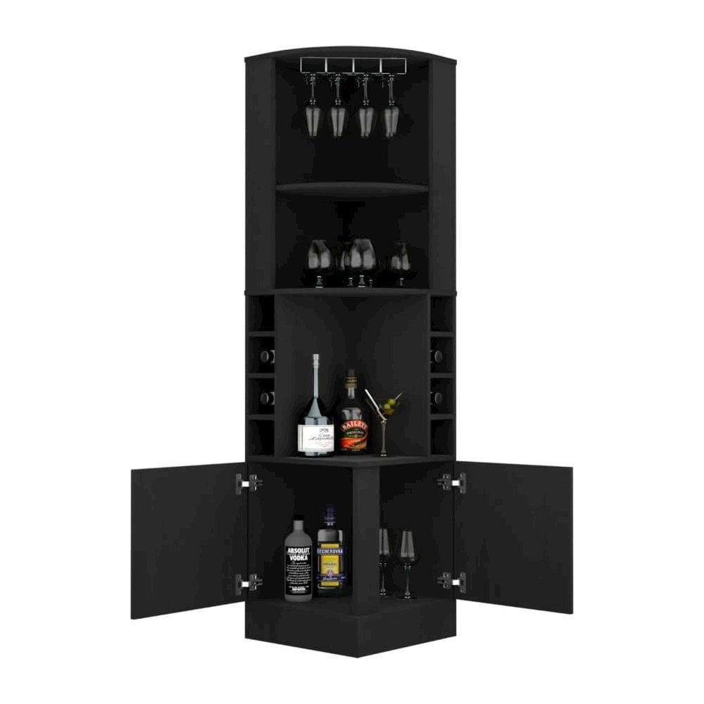 Being Kava Corner Bar Cabinet Black MDF. Picture 3