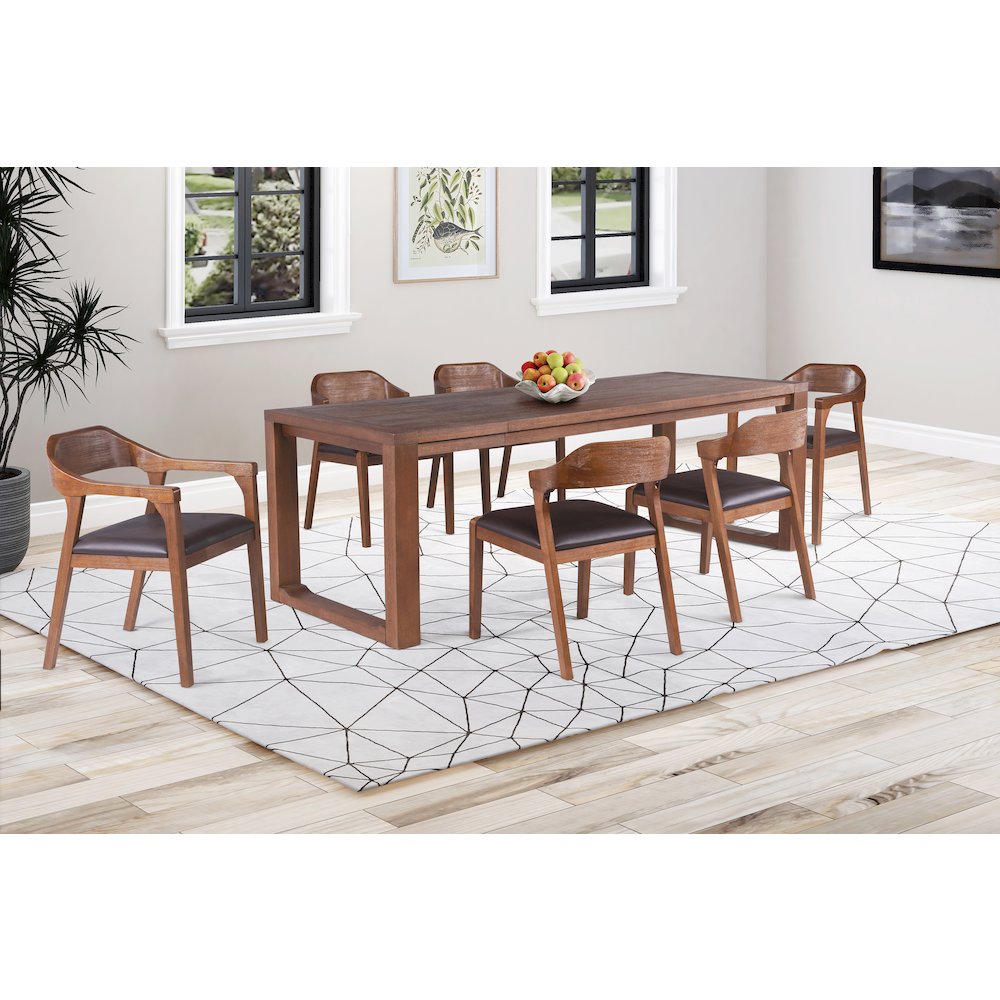Rasmus 7pc Dining Set - Chestnut Wire-Brush Finish. Picture 9