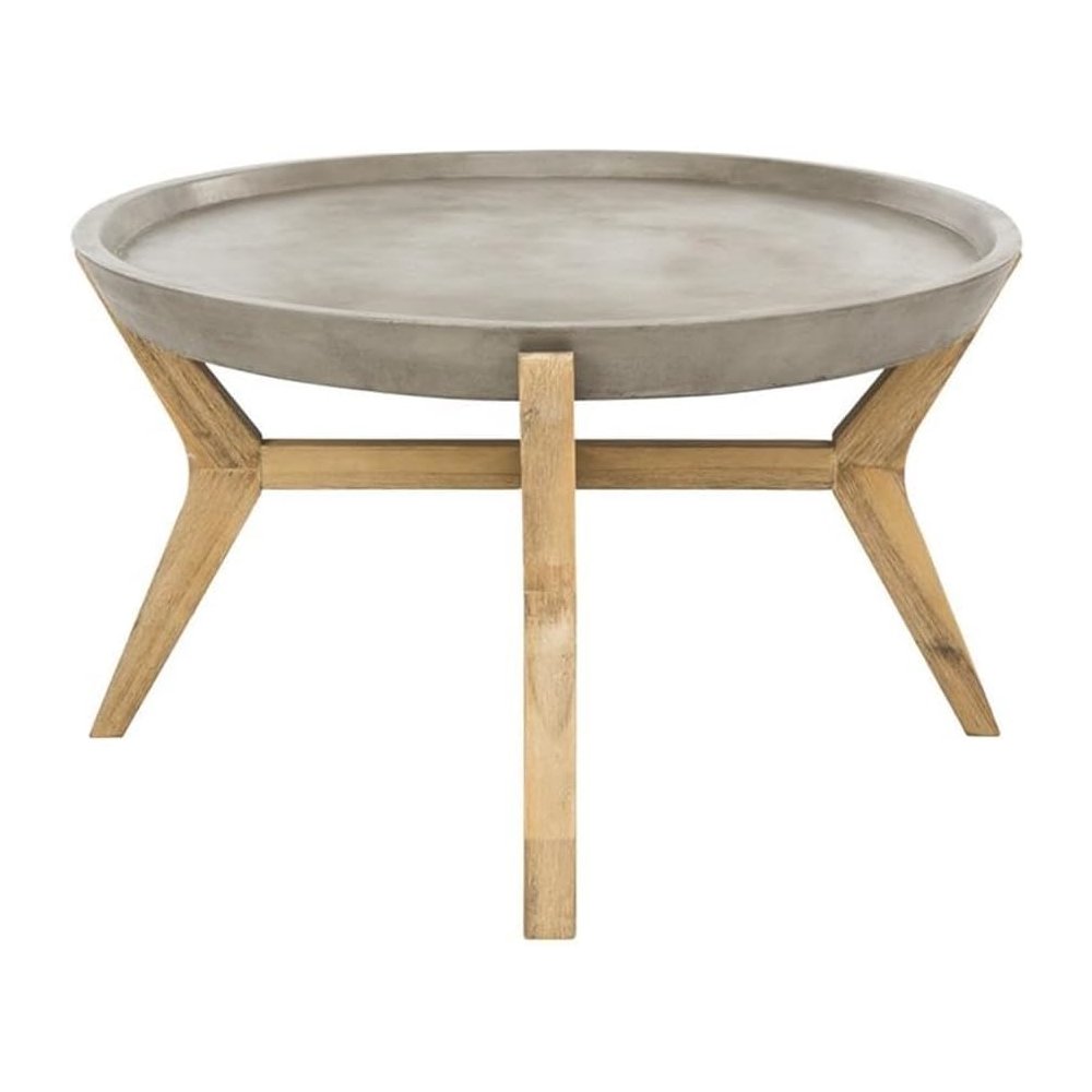 Hadwin Indoor/Outdoor Modern Concrete Oval 31.5-Inch Dia Coffee Table. Picture 3
