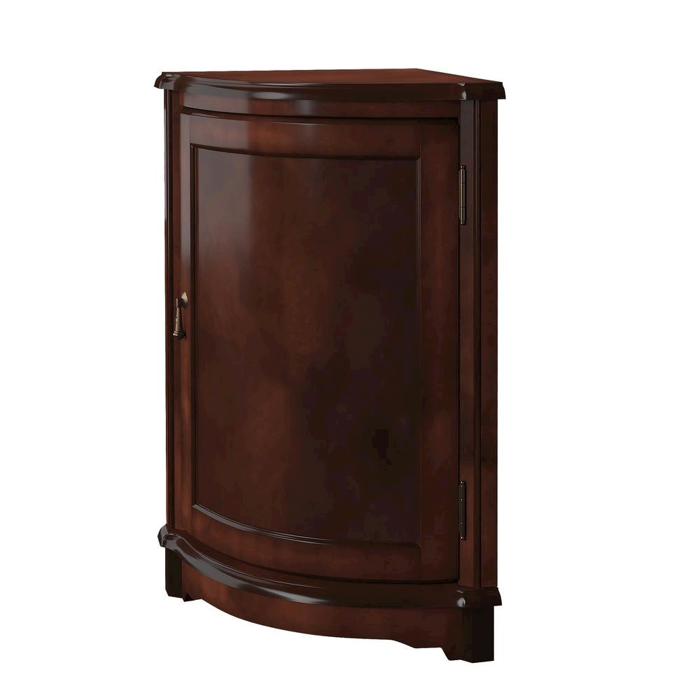 Dark Brown Corner Storage Cabinet with Doors for Compact Home Spaces. Picture 2