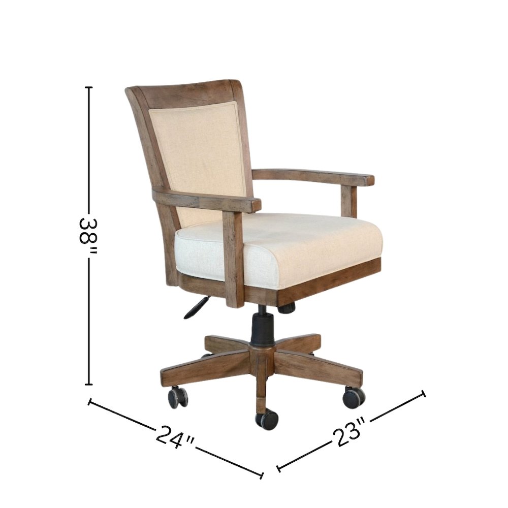 Beige Solid Wood Game Chair with Casters, Cushion Seat for Poker Table Chairs. Picture 4