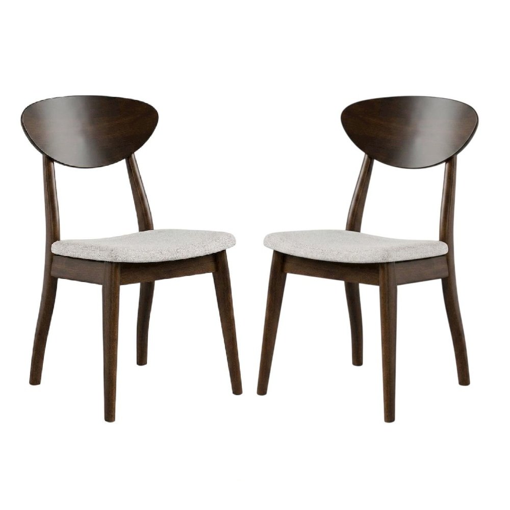 Rich Walnut Solid Wood Dining Chairs - Set of 2. Picture 1