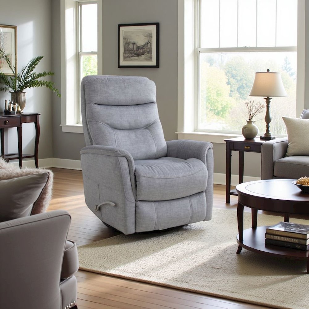 Capri Silver Recliner Nursery Glider Set – Elegant Boucle Chairs for Comfort. Picture 4