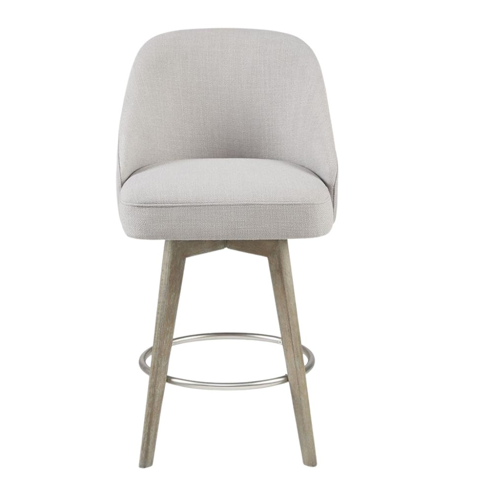 Gray Swivel Counter Stools with Solid Wood Frame, Ideal for Kitchen or Bar. Picture 1