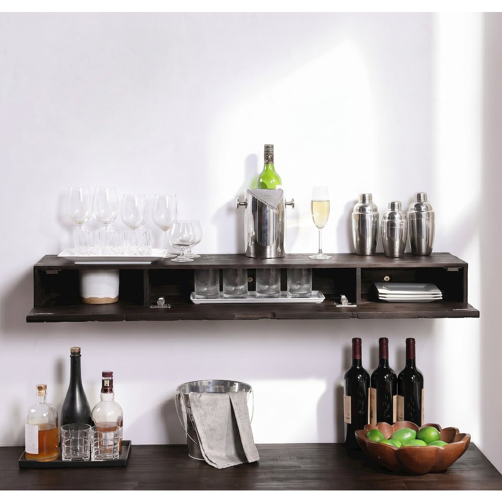 Distressed Floating Shelf Set With Hidden Storage (3 Pcs). Picture 2