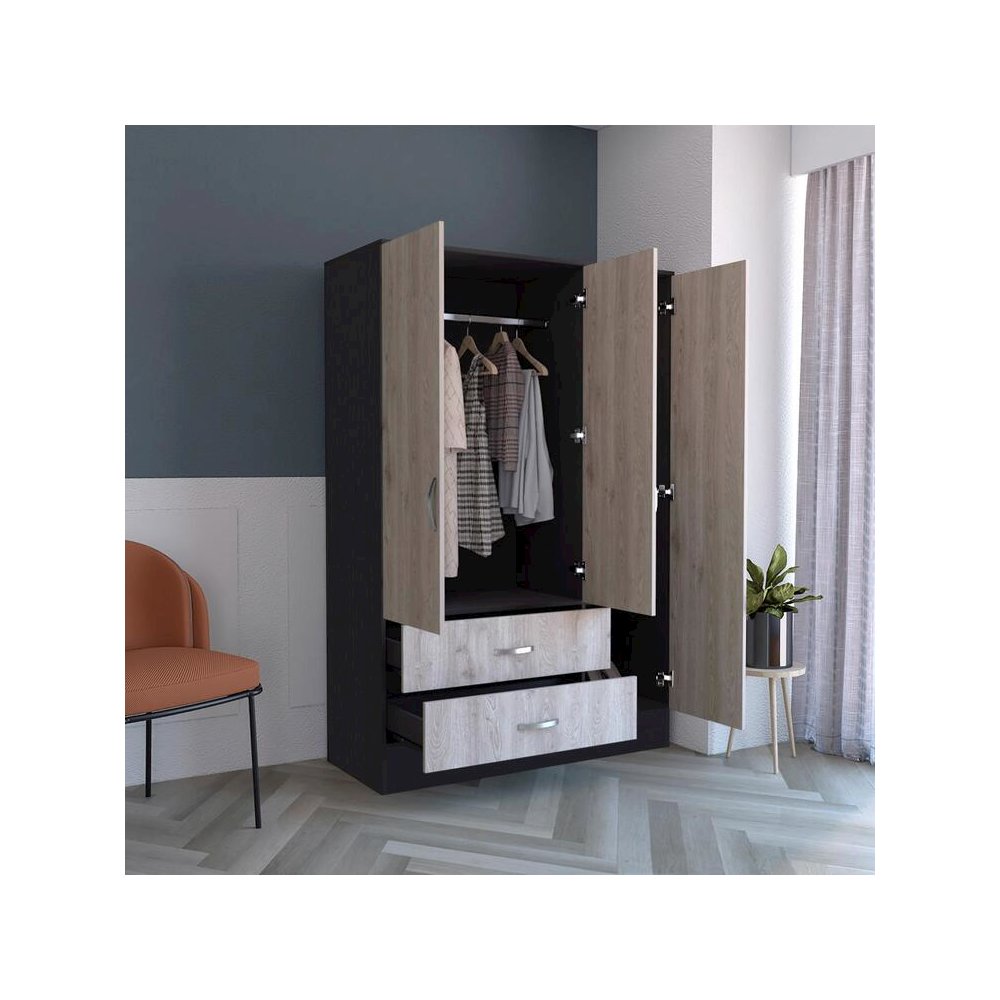 Bolton 120 Mirrored Armoire Black / Light Gray MDF. Picture 5