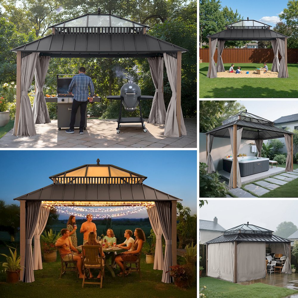 14 ft. x 12 ft. Kingston Extra-Tall, Wide Hardtop Gazebo. Picture 2