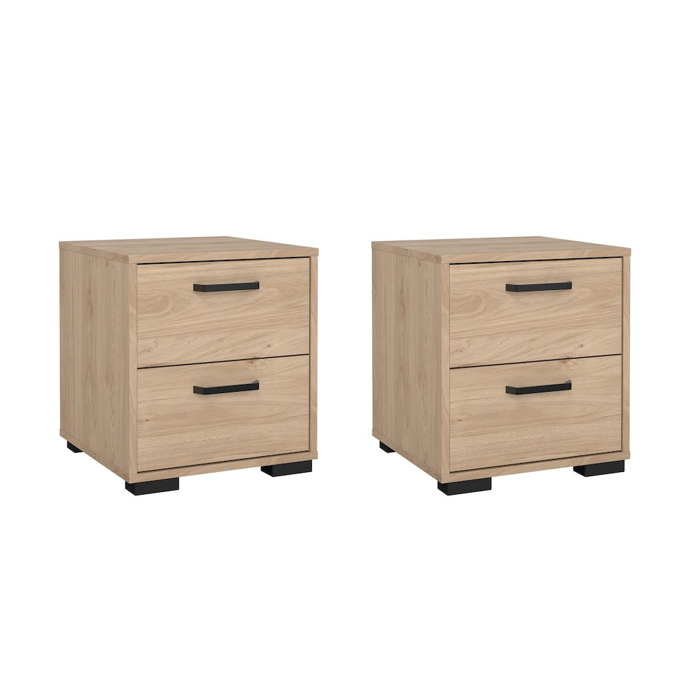 Sofia 2 Drawer Nightstand - Set of 2, Jackson Hickory. Picture 1
