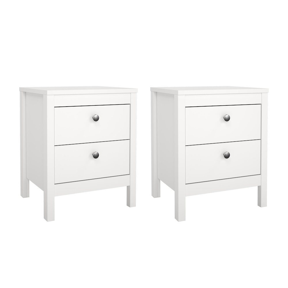Madrid 2 Drawer Nightstand - Set of 2, White. Picture 6