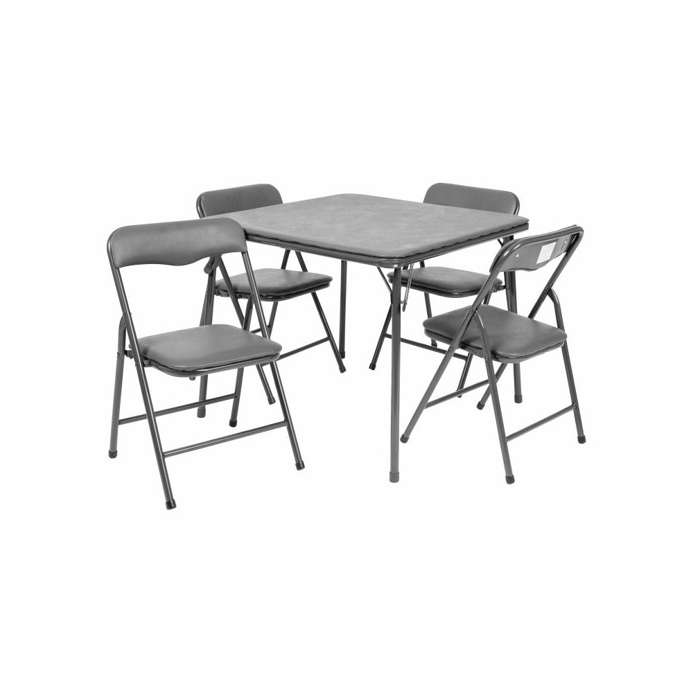 Kids Gray 5 Piece Folding Table and Chair Set. Picture 1