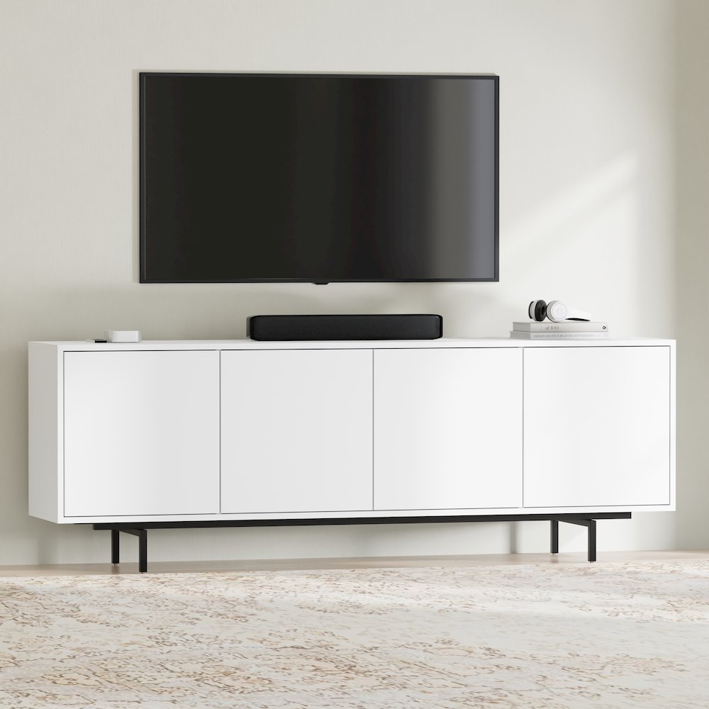 Graysen White Laminate 4 Door TV Console. Picture 10