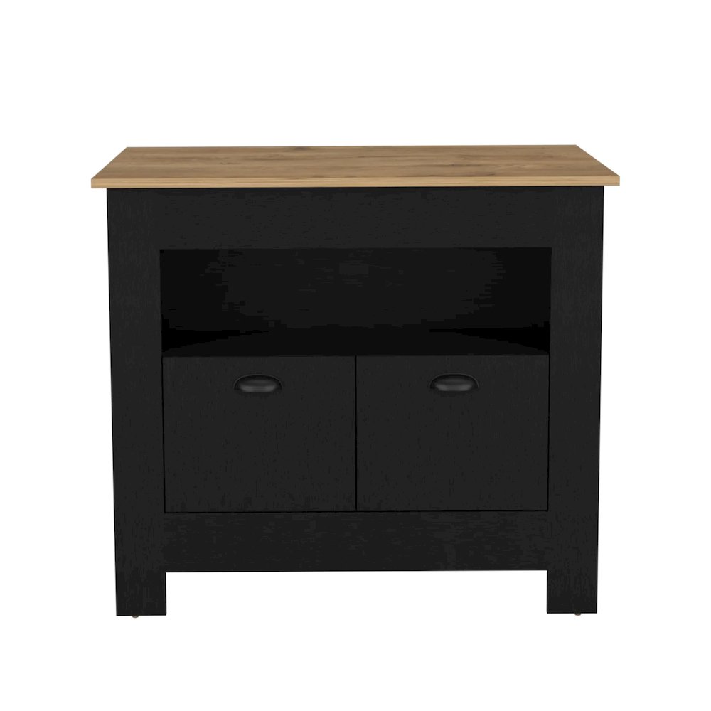 Arlet Kitchen Island Black/Macadamia MDF. Picture 1