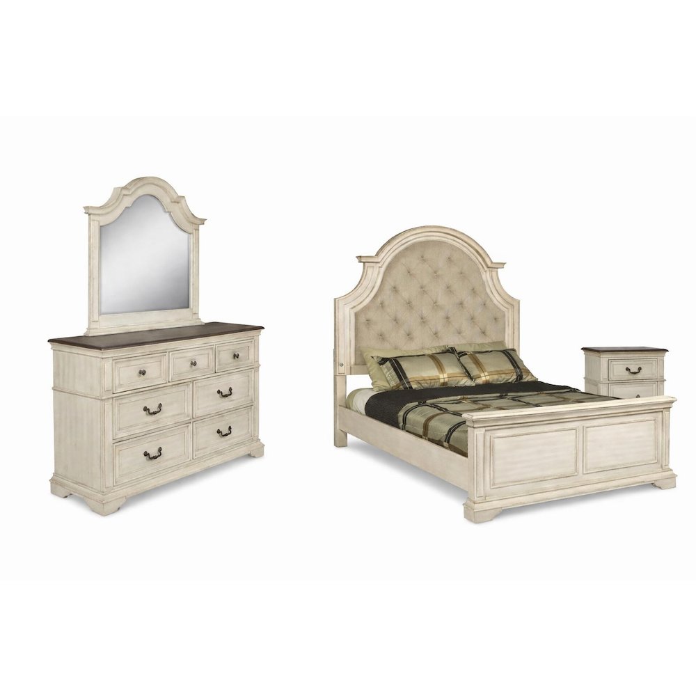 Anastasia 4-Piece King Wood Bedroom Set with Nightstand in Ant White. Picture 1