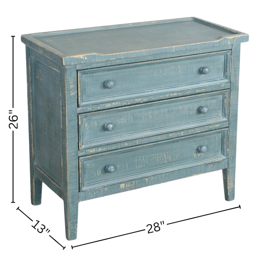 Green Solid Wood Farmhouse End Table with Storage, 3-Drawer Nightstand. Picture 4