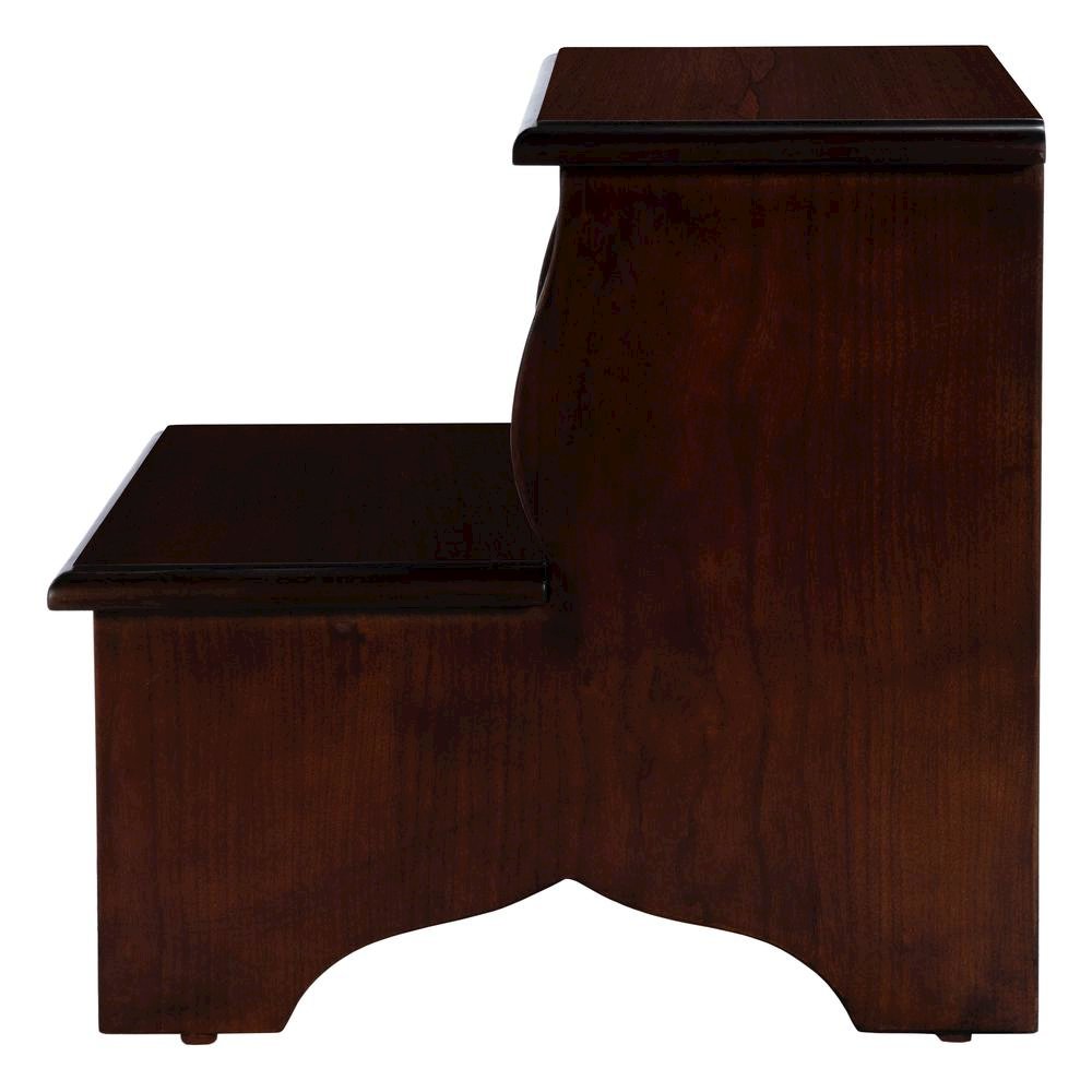 Dark Brown Wooden Step Stool for Adults and Kids with Durable Design. Picture 4