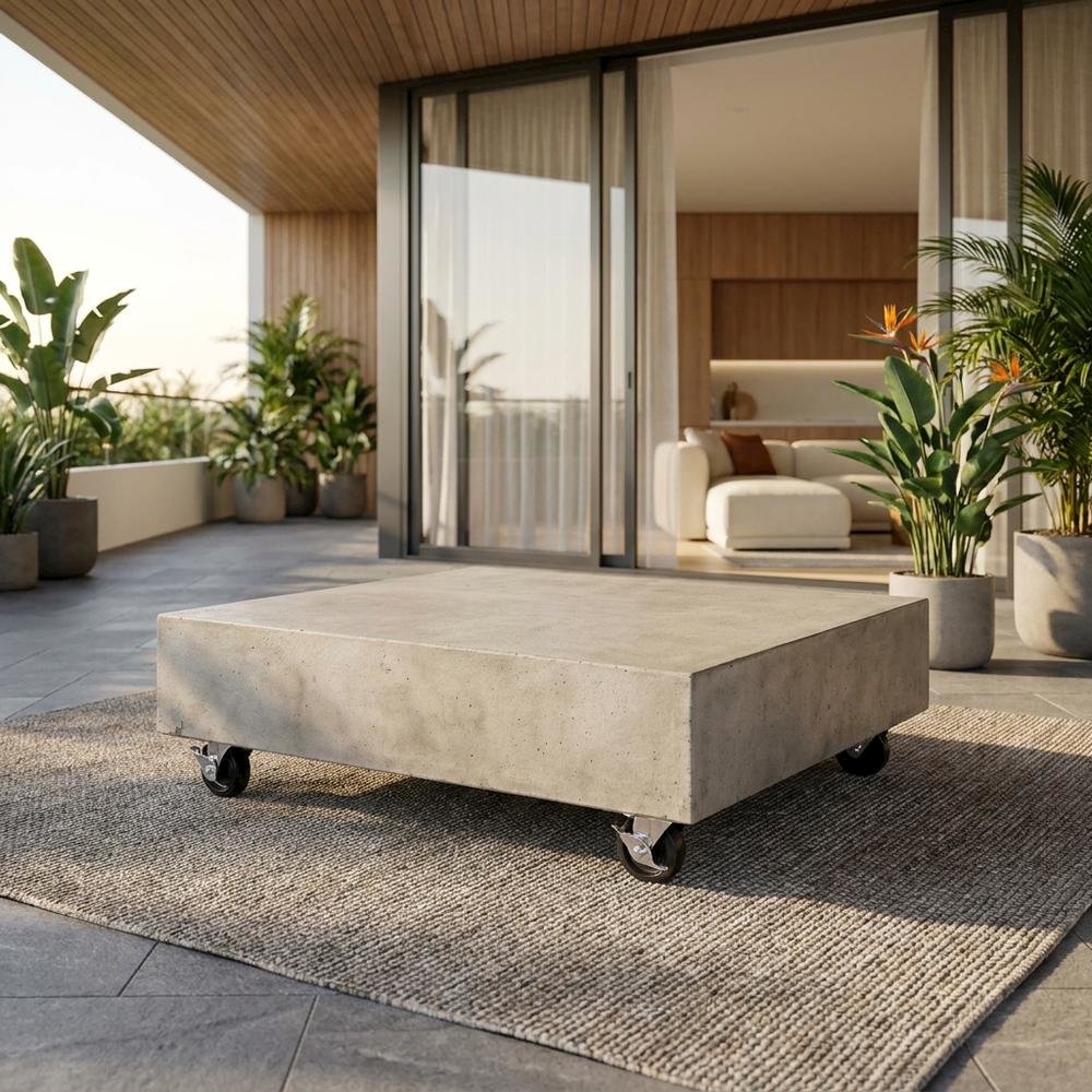 Concrete Coffee Table with Casters, 9.84-Inch Height. Picture 2