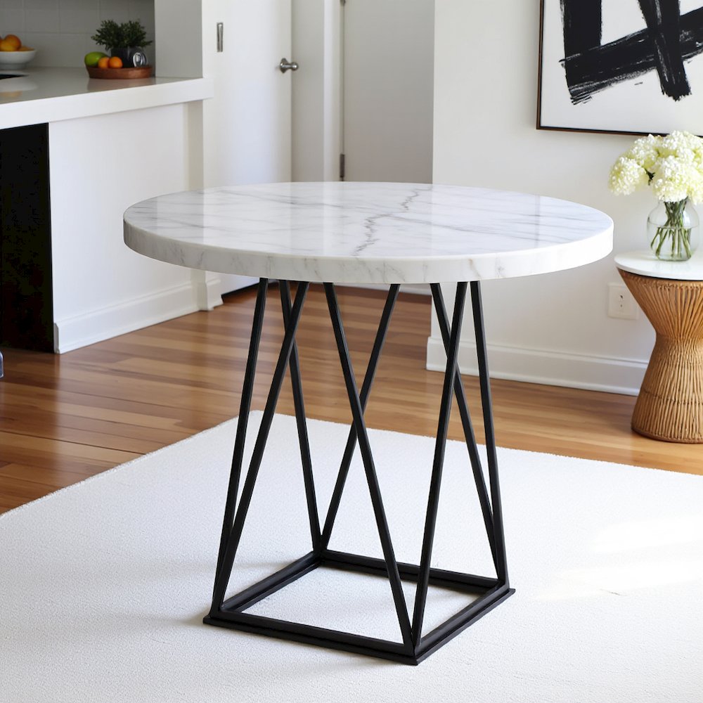 White Marble Top Counter Height Dining Table. Picture 7