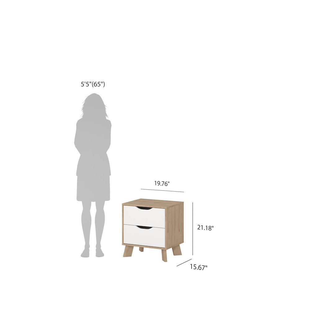 Ikast 2 Drawer Nightstand, Jackson Hickory/White. Picture 8