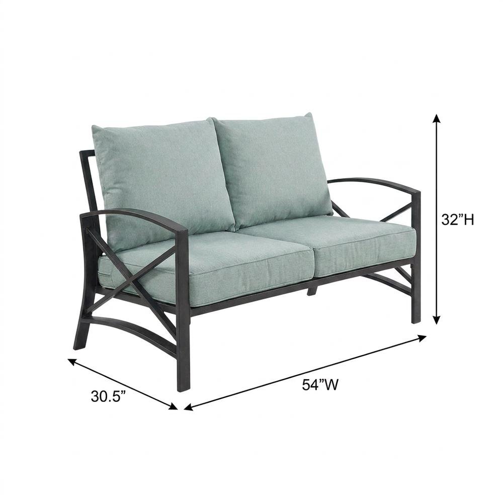 Mist Oil Rubbed Bronze Outdoor Chat Set with Loveseat and Coffee Table. Picture 8