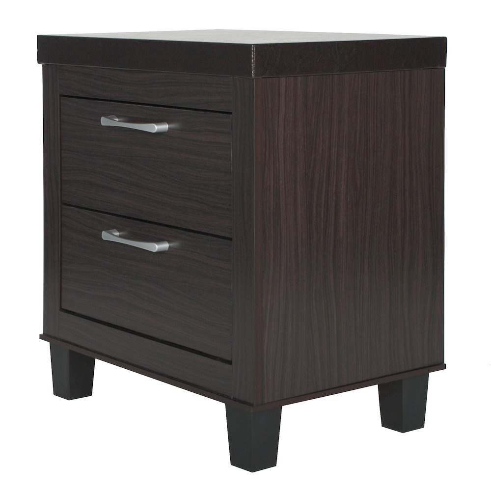 Better Home Products Elegant Mid Century Modern 2 Drawer Nightstand in Tobacco. Picture 5
