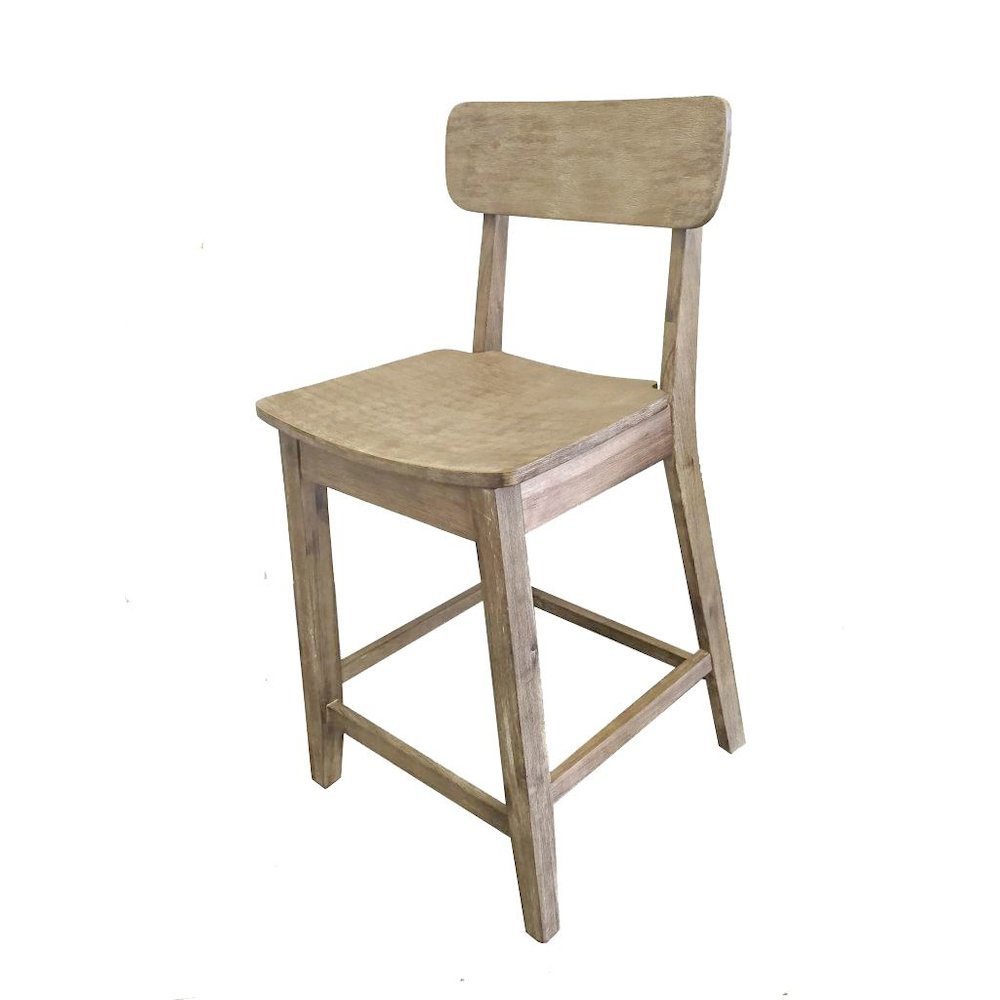 Torino Wood Counter Stool - Barnwood Wire-Brush. Picture 1