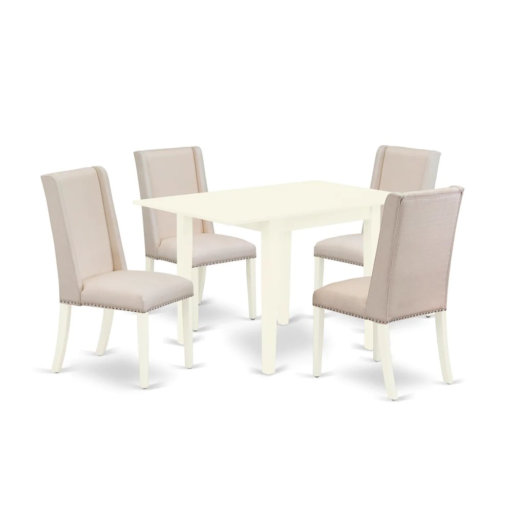 Dining Room Set Linen White, NDFL5-LWH-01. Picture 1