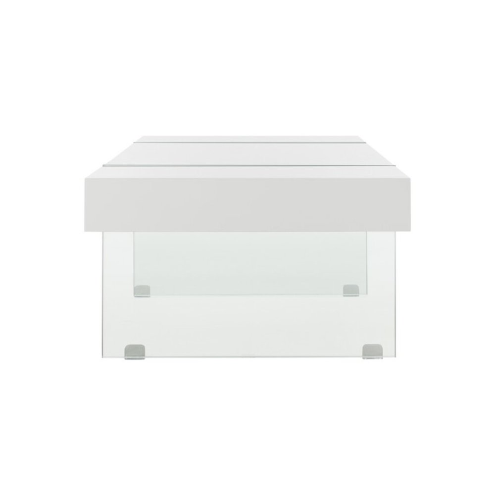 Jacob Rectangular Glass Leg Modern Coffee Table, White/Glass Legs. Picture 4