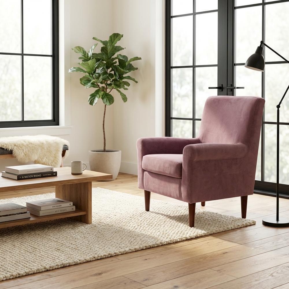 Ellis Rolled Arm Lounge Chair - Mauve. Picture 2