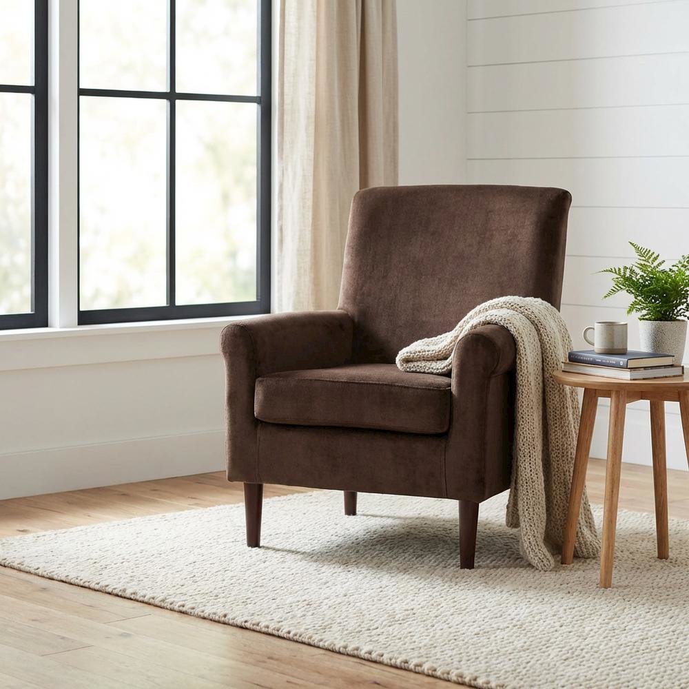 Ellis Rolled Arm Lounge Chair - Pecan. Picture 2