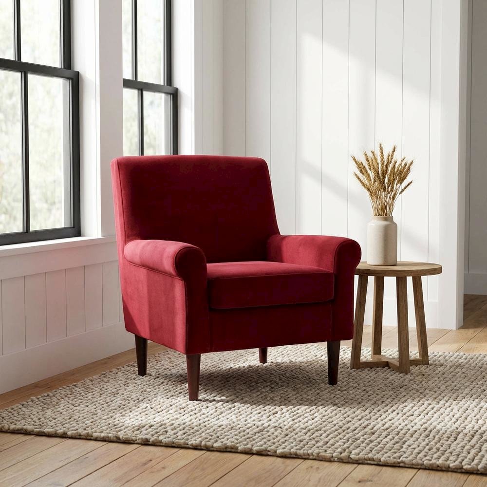 Ellis Rolled Arm Lounge Chair - Red. Picture 2