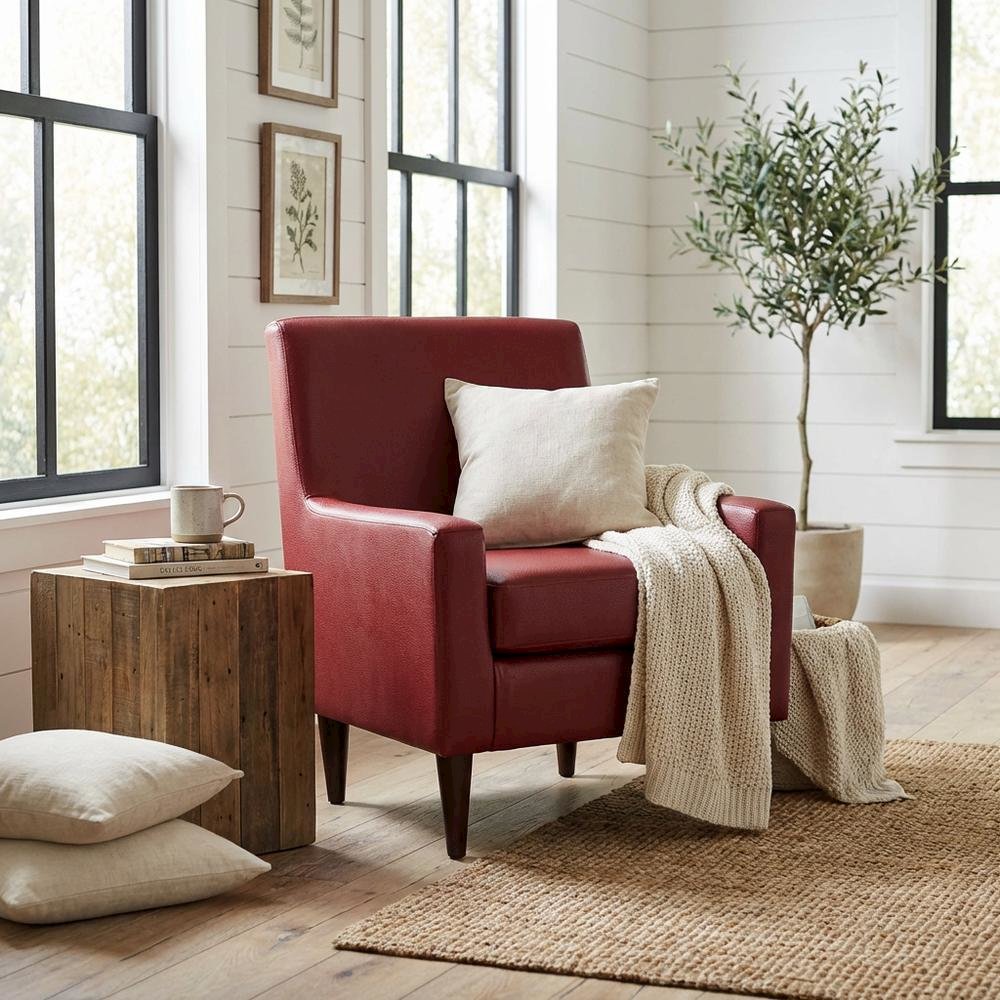 Emma Arm Chair - Leatherette Red. Picture 2
