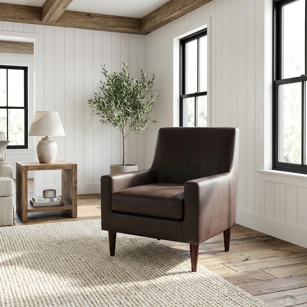 Emma Arm Chair - Leatherette Walnut. Picture 2