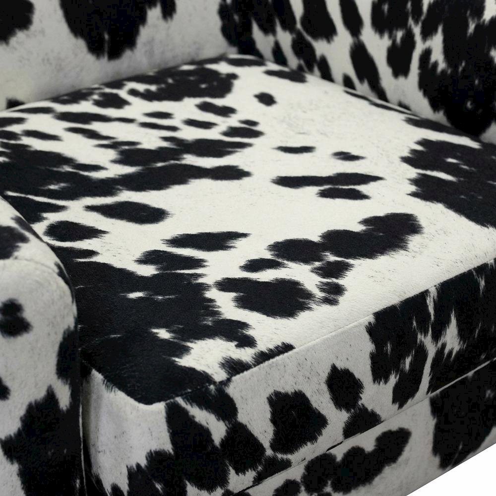 Ellis Rolled Arm Lounge Chair - Cowhide Black. Picture 3