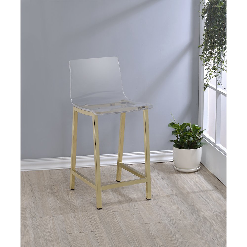 Acrylic Counter Stool Gold - Set of 2. Picture 2