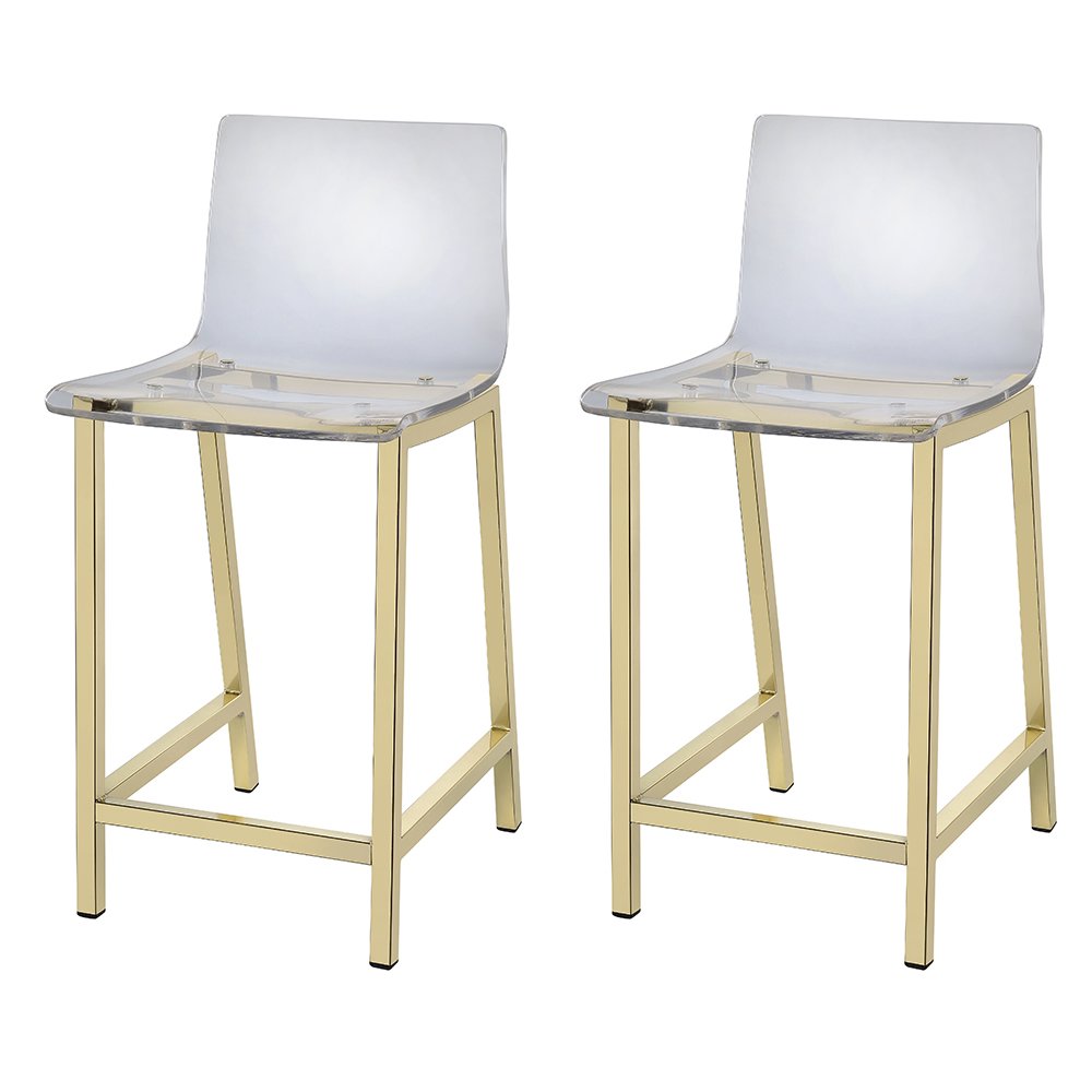 Acrylic Counter Stool Gold - Set of 2. Picture 1