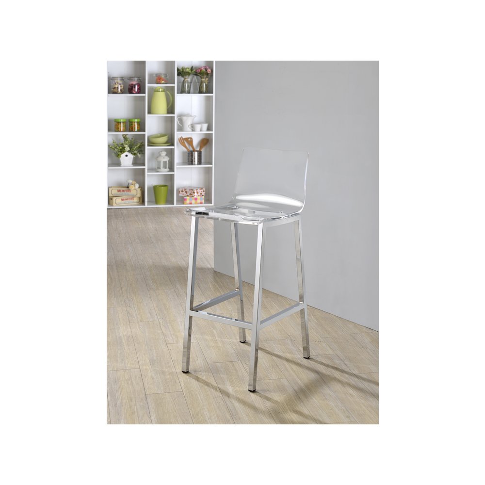 Clear Chrome Lucite Acrylic Tall Bar Stool Set of 2. Picture 10