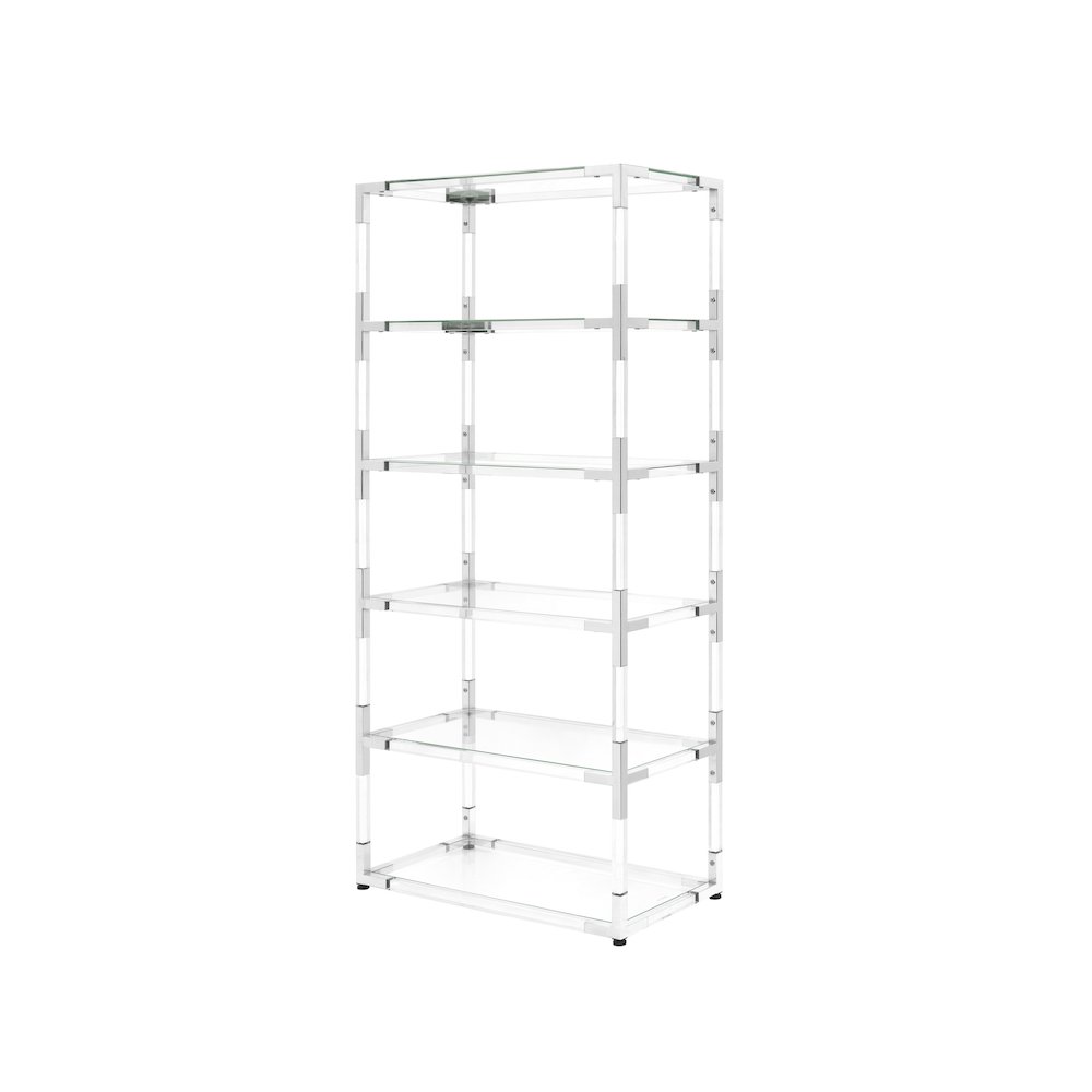 Acylic 70" Bookcase with 6 Shelf,Clear/Chrome. Picture 1