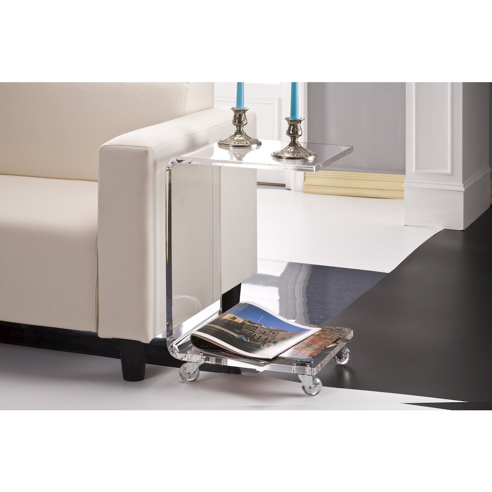 Clear Lucite Acrylic C-Shape Side Accent End Table. Picture 5