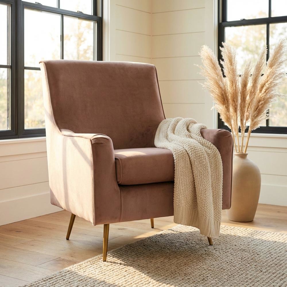 Lana Mid Century Arm Chair - Chantel Rose. Picture 2