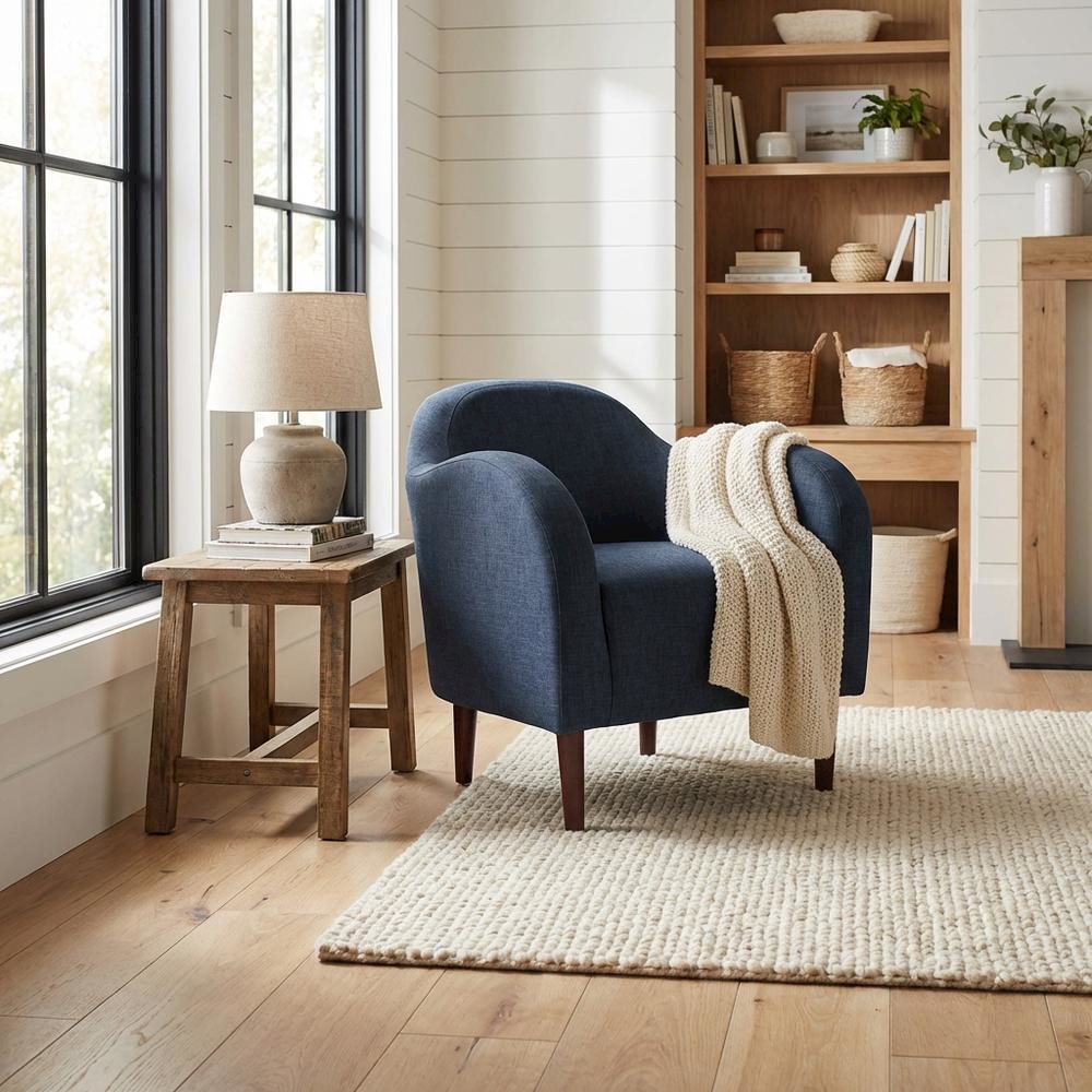Julian Mid Century Arm Chair - Navy. Picture 2