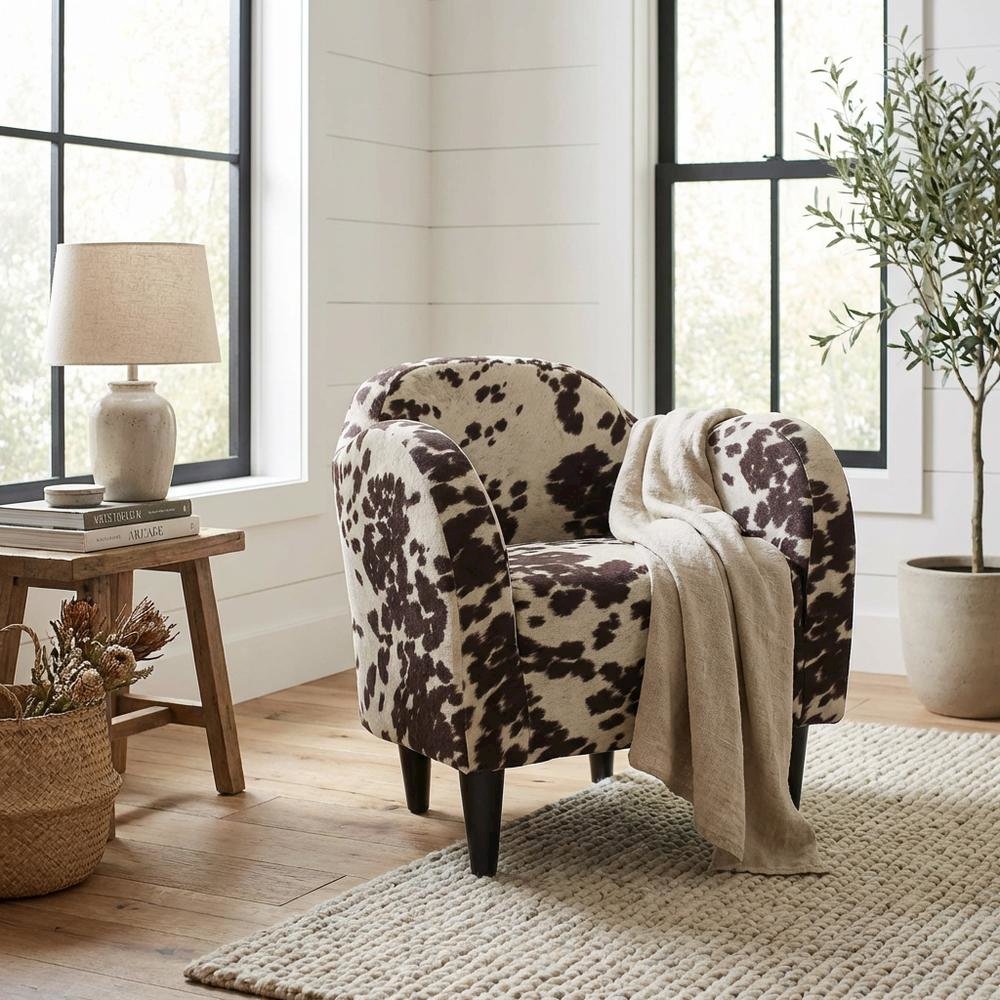 Julian Mid Century Arm Chair - Cowhide Brown. Picture 2