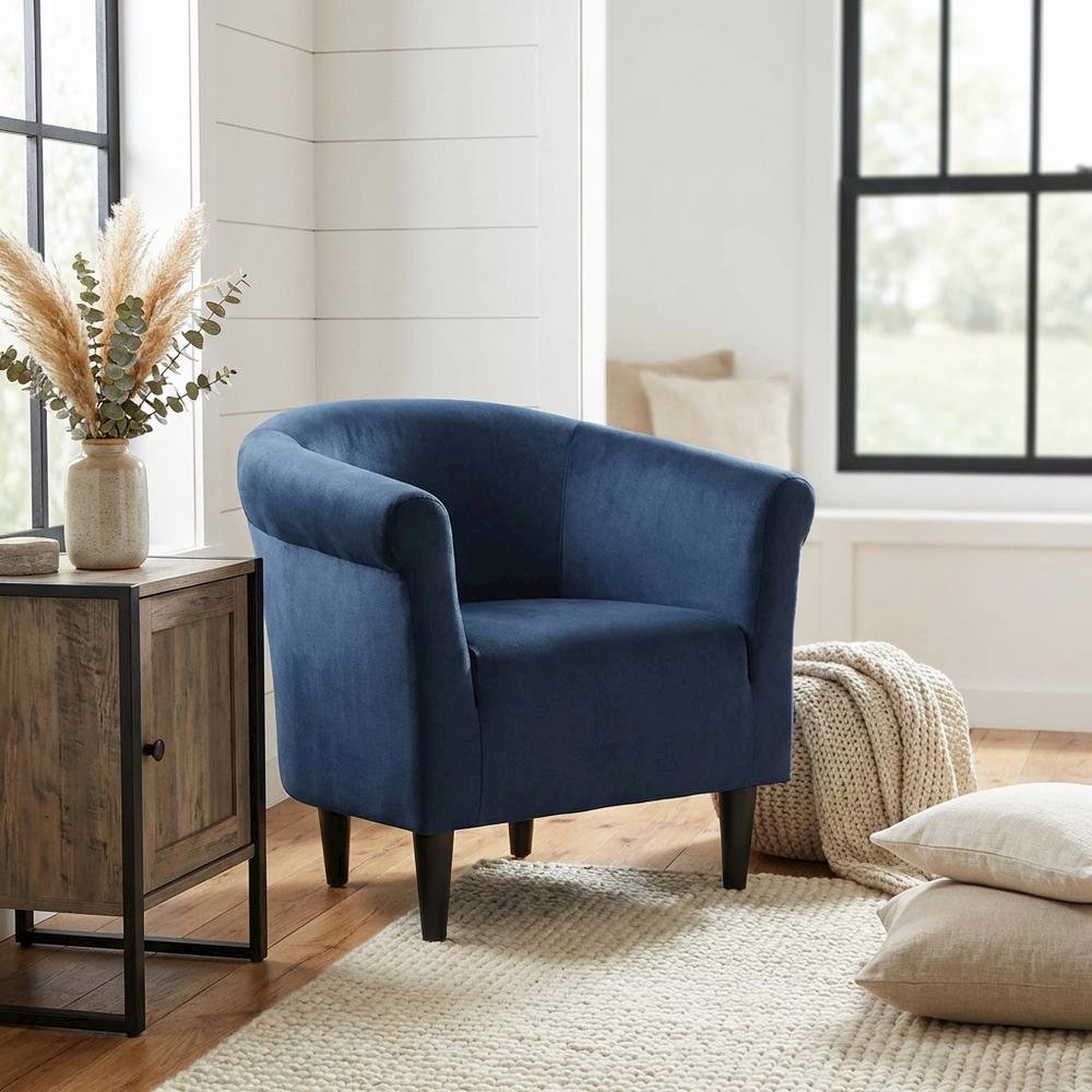 Savannah Club Chair - Microfiber Navy Blue. Picture 2