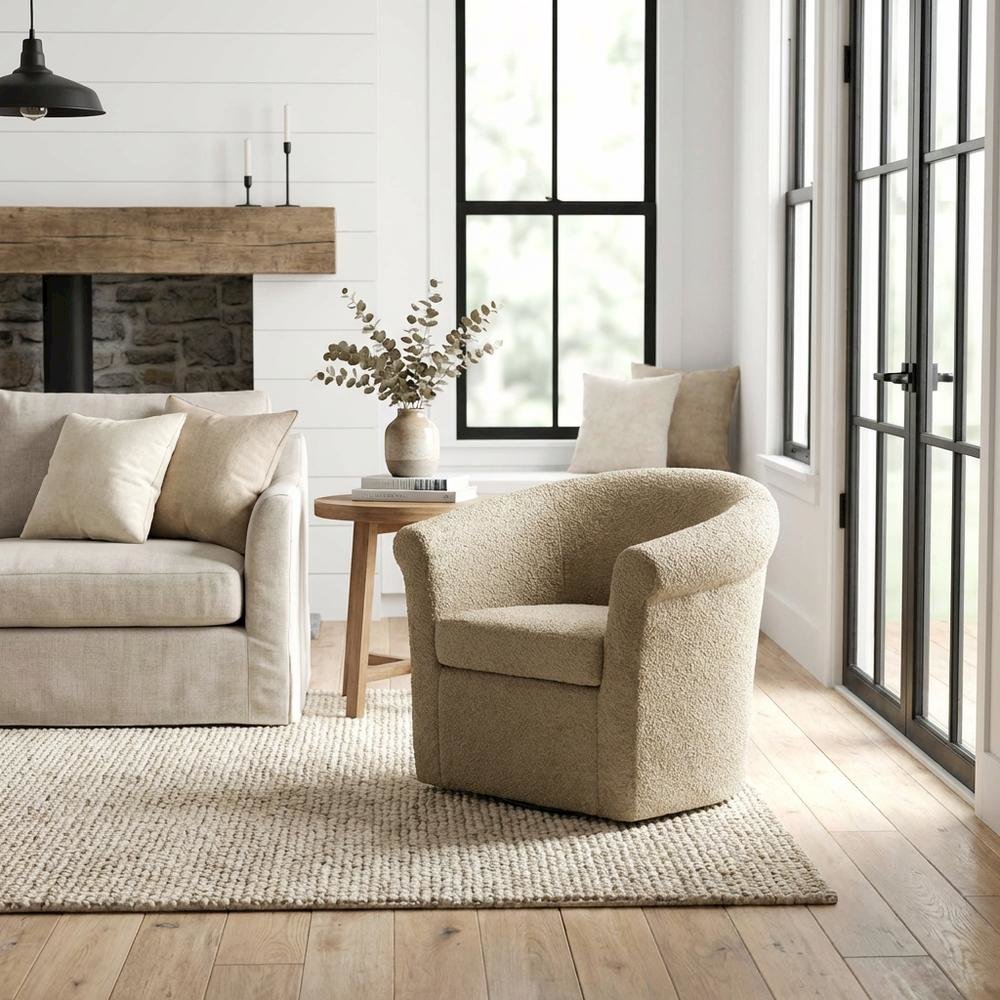 Marlee Swivel Chair  - Boucle Oslo Camel. Picture 2