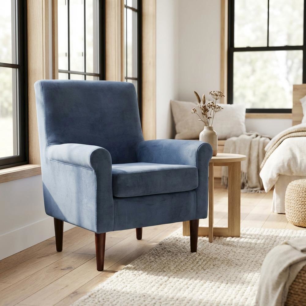 Ellis Rolled Arm Lounge Chair - Blue. Picture 2